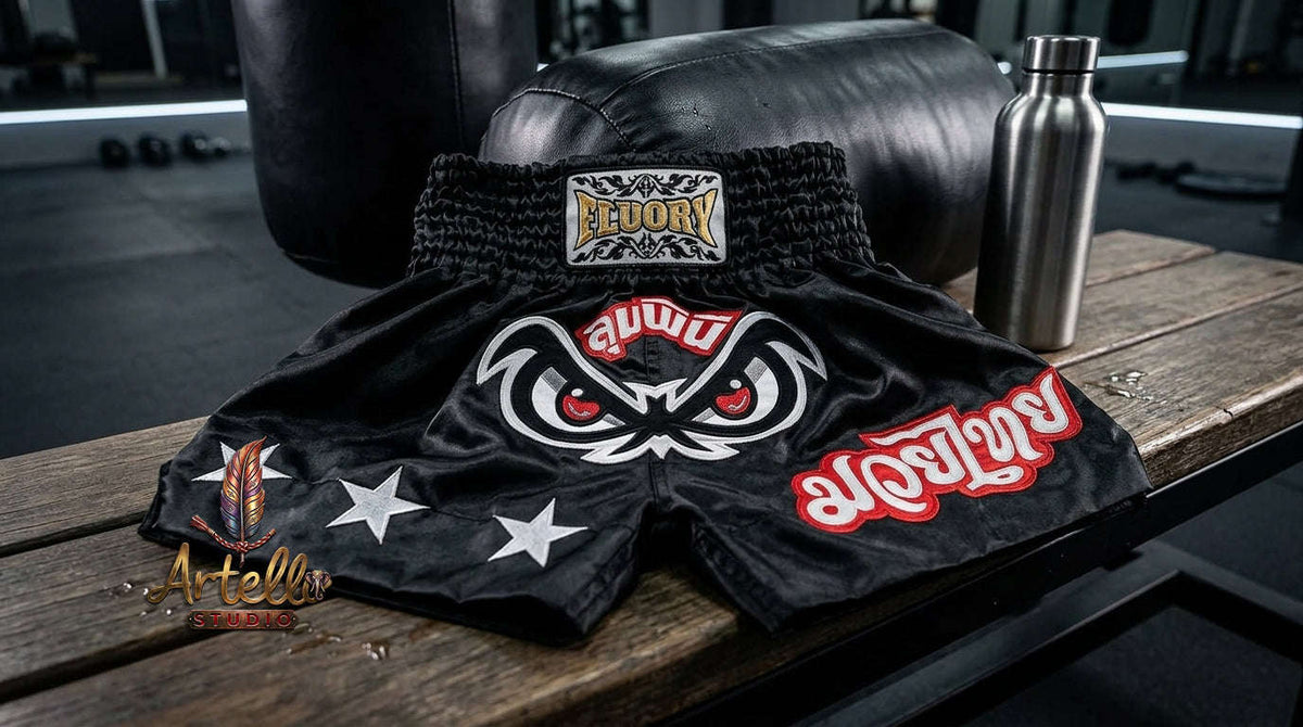 🥊 FLUORY Professional Muay Thai Shorts - High-Performance Polyester Training Trunks for Men, Women & Kids - Quick-Dry Breathable Kickboxing Gear - Advanced Combat Sports Apparel for MMA & Boxing Excellence