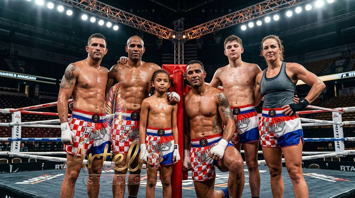 🥊 FLUORY Professional Muay Thai Shorts - High-Performance Polyester Training Trunks for Men, Women & Kids - Quick-Dry Breathable Kickboxing Gear - Advanced Combat Sports Apparel for MMA & Boxing Excellence