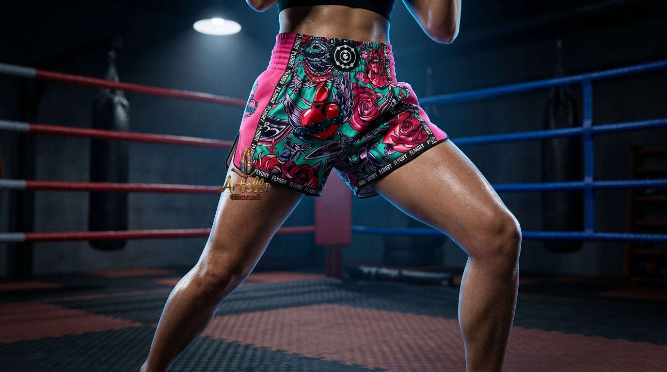 🥊 FLUORY Professional Muay Thai Shorts - High-Performance Polyester Training Trunks for Men, Women & Kids - Quick-Dry Breathable Kickboxing Gear - Advanced Combat Sports Apparel for MMA & Boxing Excellence