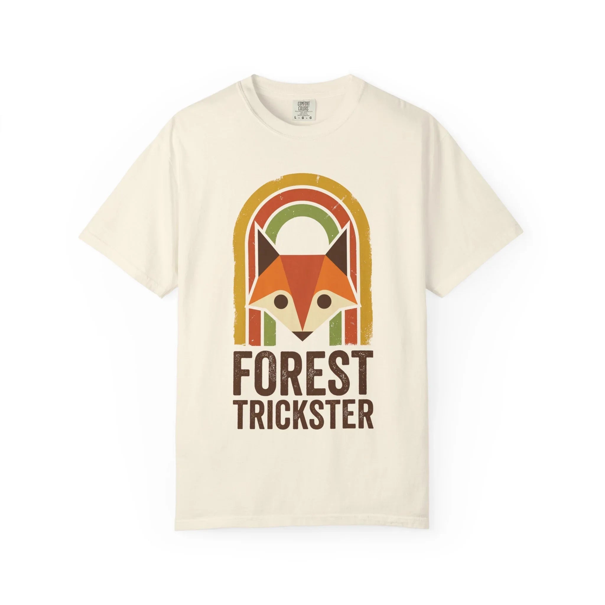 Forest Trickster Fox Shirt Retro Rainbow Woodland Tee Vintage Nature T-Shirt Cottagecore Hiking Camping Cabin Ivory