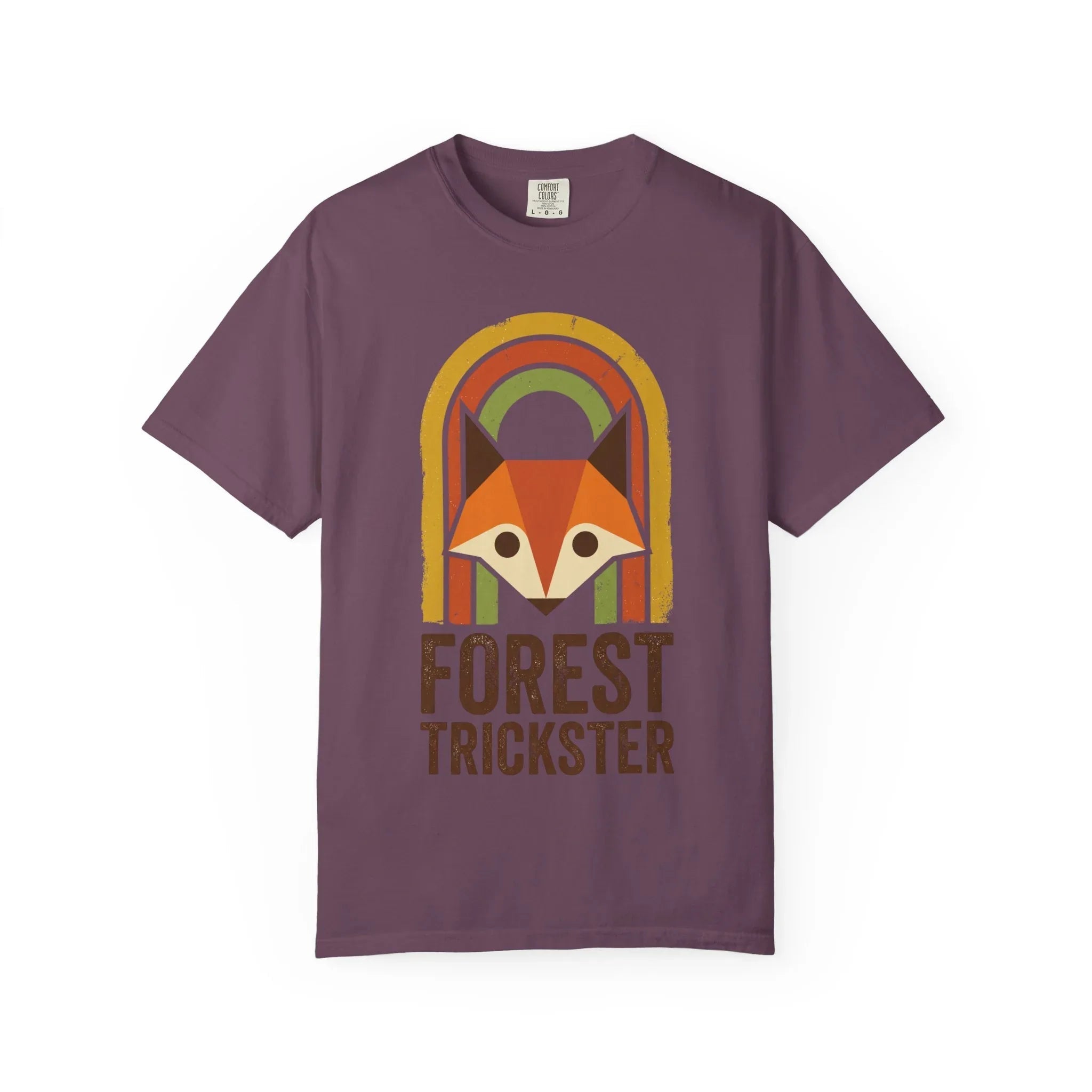 Forest Trickster Fox Shirt Retro Rainbow Woodland Tee Vintage Nature T-Shirt Cottagecore Hiking Camping Cabin Berry M
