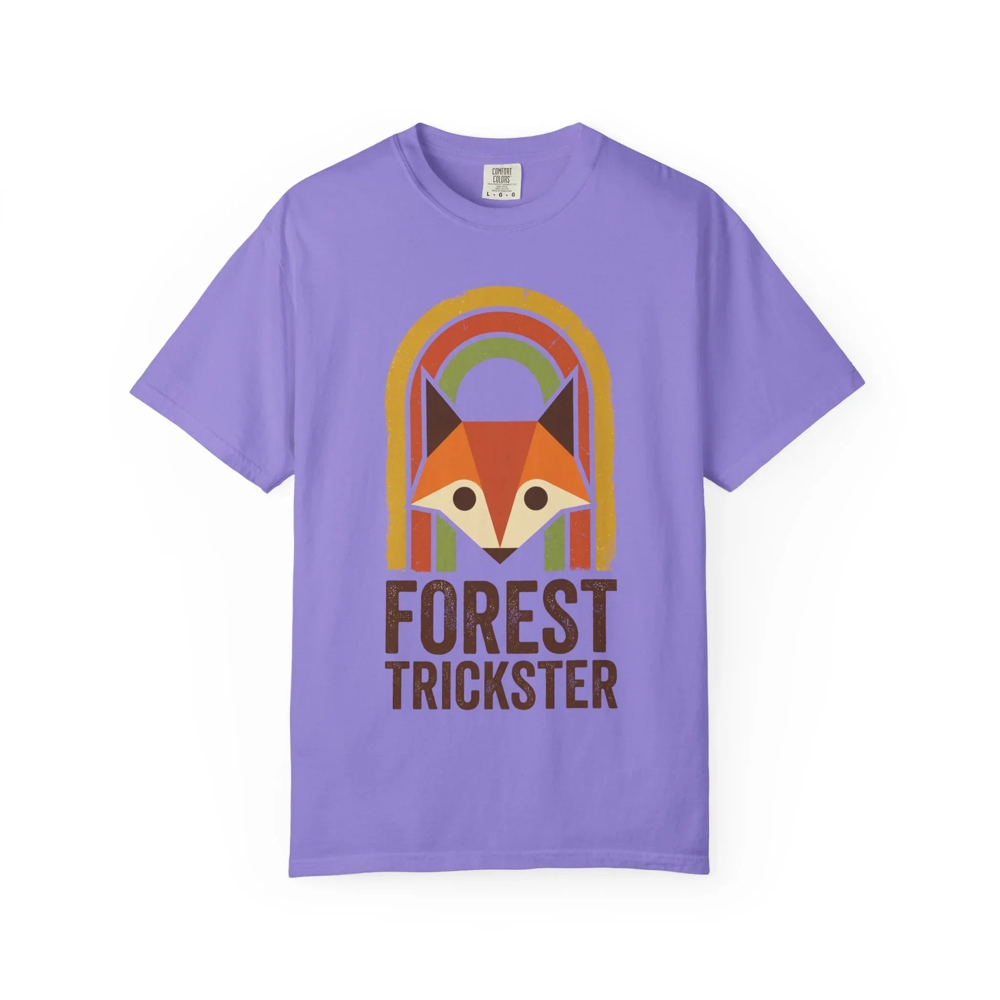 Forest Trickster Fox Shirt Retro Rainbow Woodland Tee Vintage Nature T-Shirt Cottagecore Hiking Camping Cabin Violet