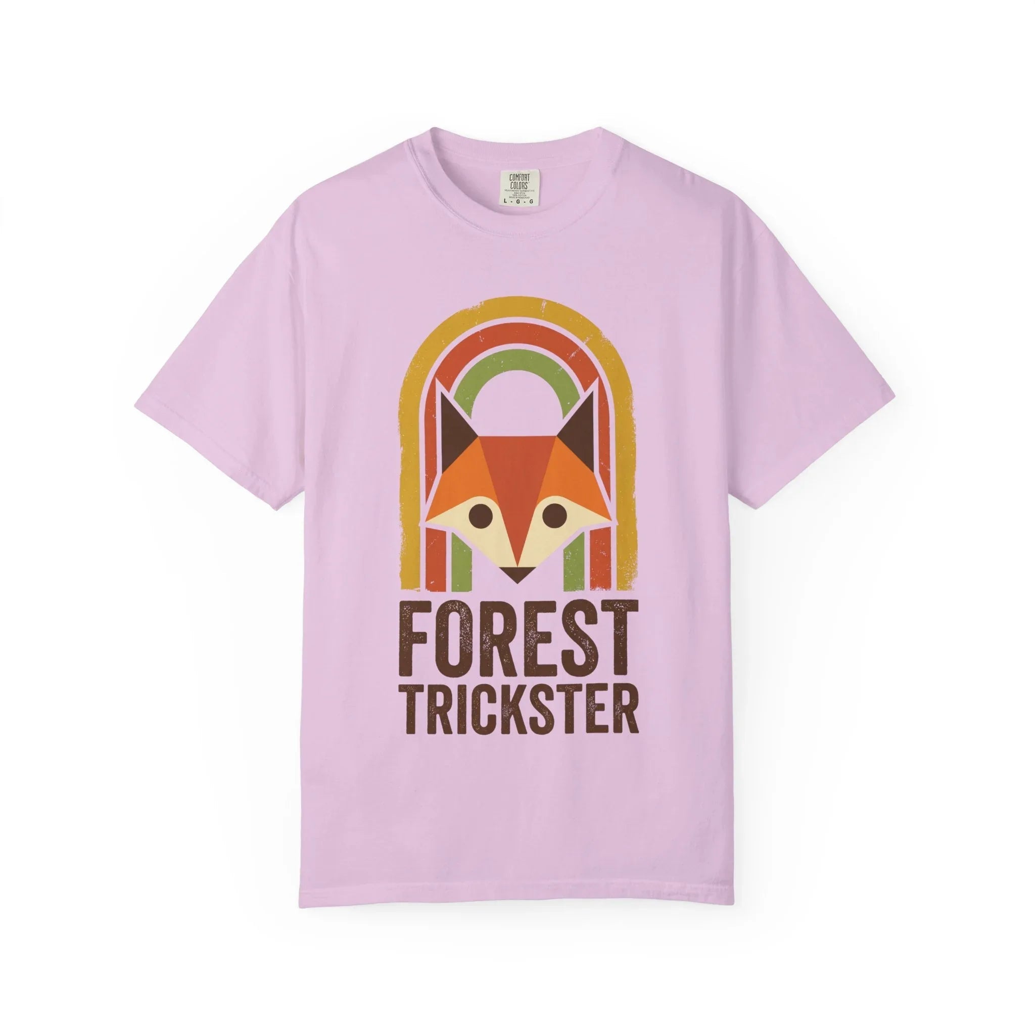 Forest Trickster Fox Shirt Retro Rainbow Woodland Tee Vintage Nature T-Shirt Cottagecore Hiking Camping Cabin Orchid