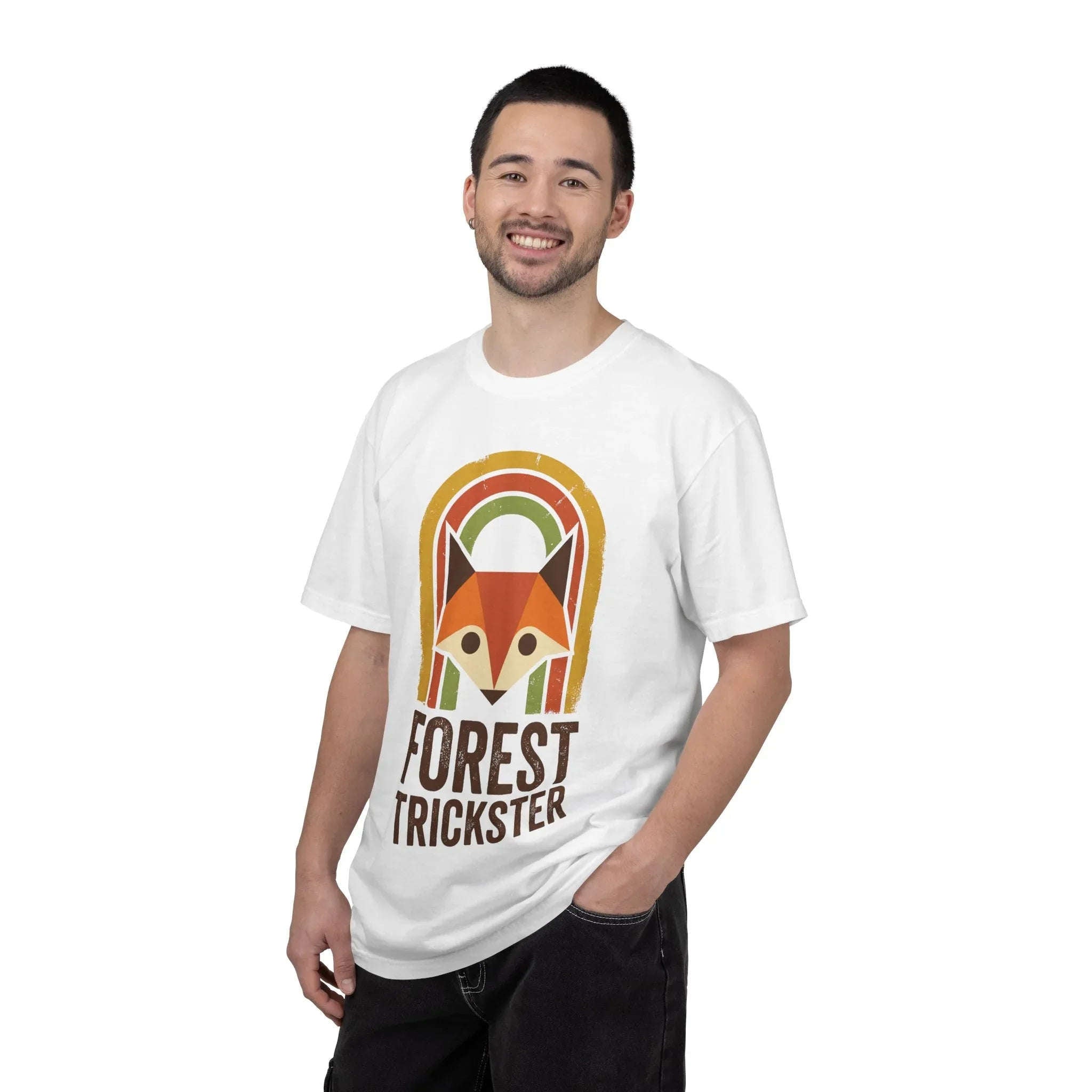 Forest Trickster Fox Shirt Retro Rainbow Woodland Tee Vintage Nature T-Shirt Cottagecore Hiking Camping Cabin
