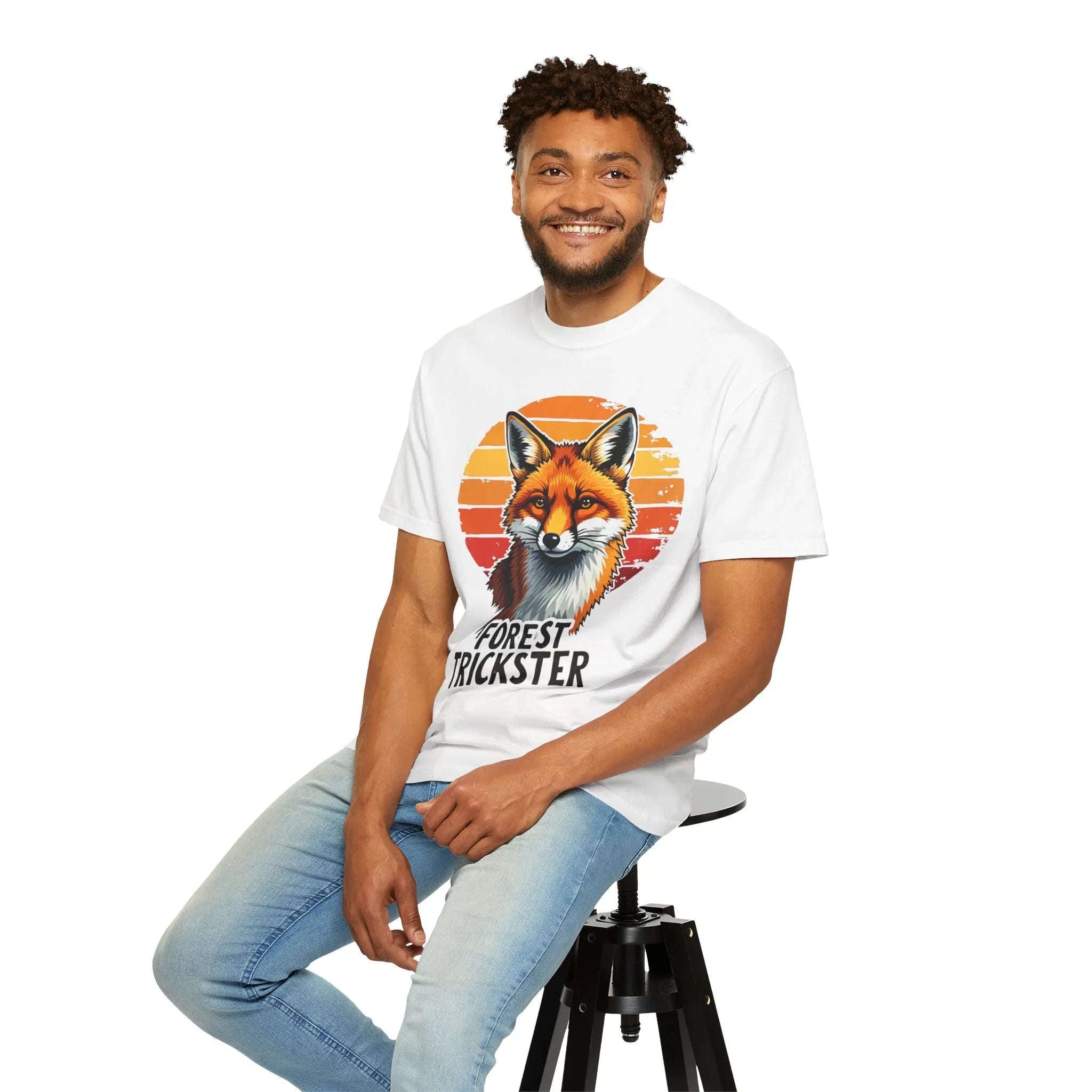 Forest Trickster Fox Shirt, Retro Sunset Wildlife Tee, Vintage Nature Graphic T-Shirt, Camping Hiking Cabin Gift, Woodland Aesthetic