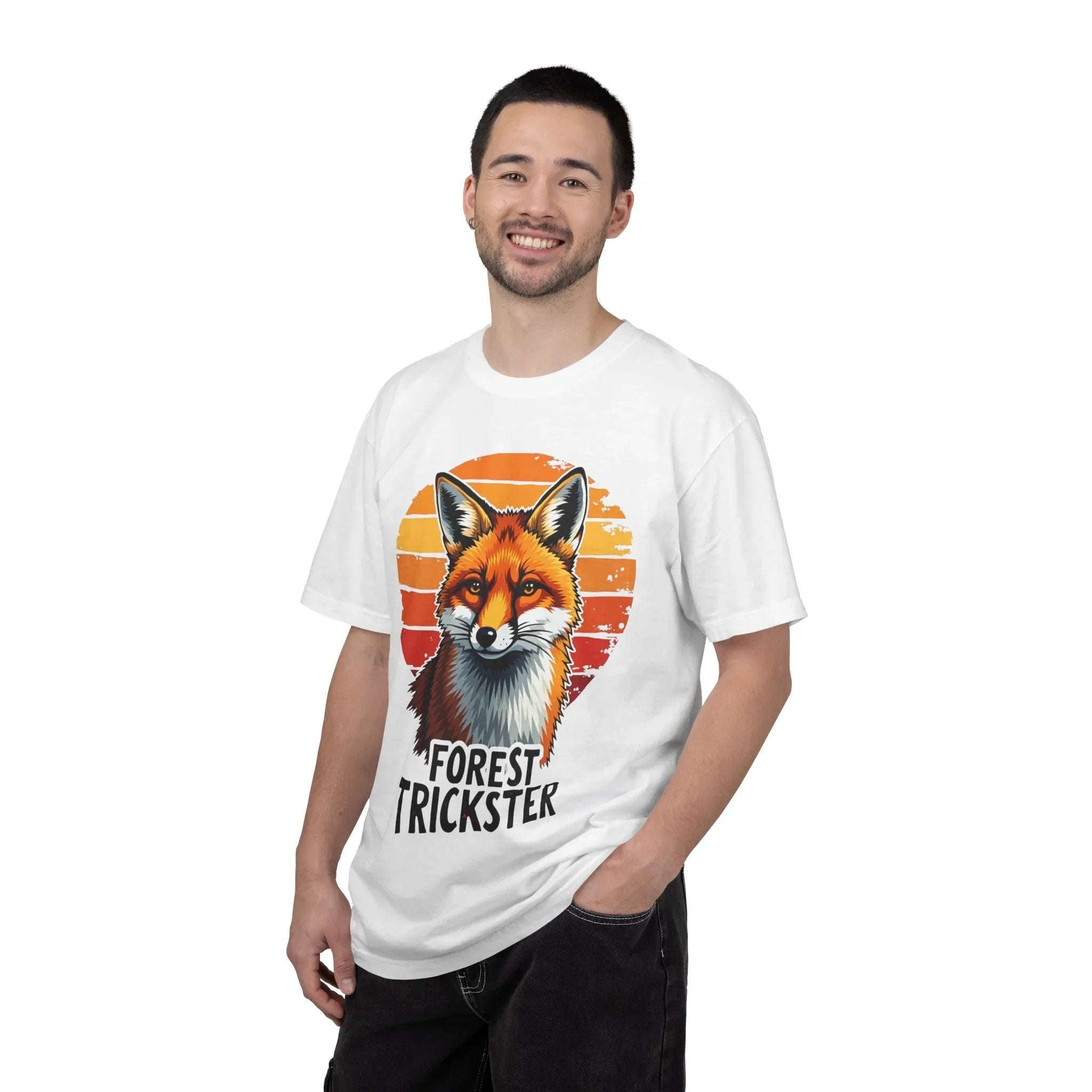 Forest Trickster Fox Shirt, Retro Sunset Wildlife Tee, Vintage Nature Graphic T-Shirt, Camping Hiking Cabin Gift, Woodland Aesthetic