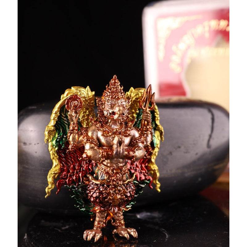 One-Sake.com Four-Armed Garuda Amulet Thai Home Decor One-Sake.com สัมฤทธิ์แดงลงยา สัมฤทธิ์เหลือง สัมฤทธิ์เหลืองลงยา สัมฤทธิ์เหลือง-สัมฤทธิ์เหลืองลงยา-สัมฤทธิ์แดงลงยา-