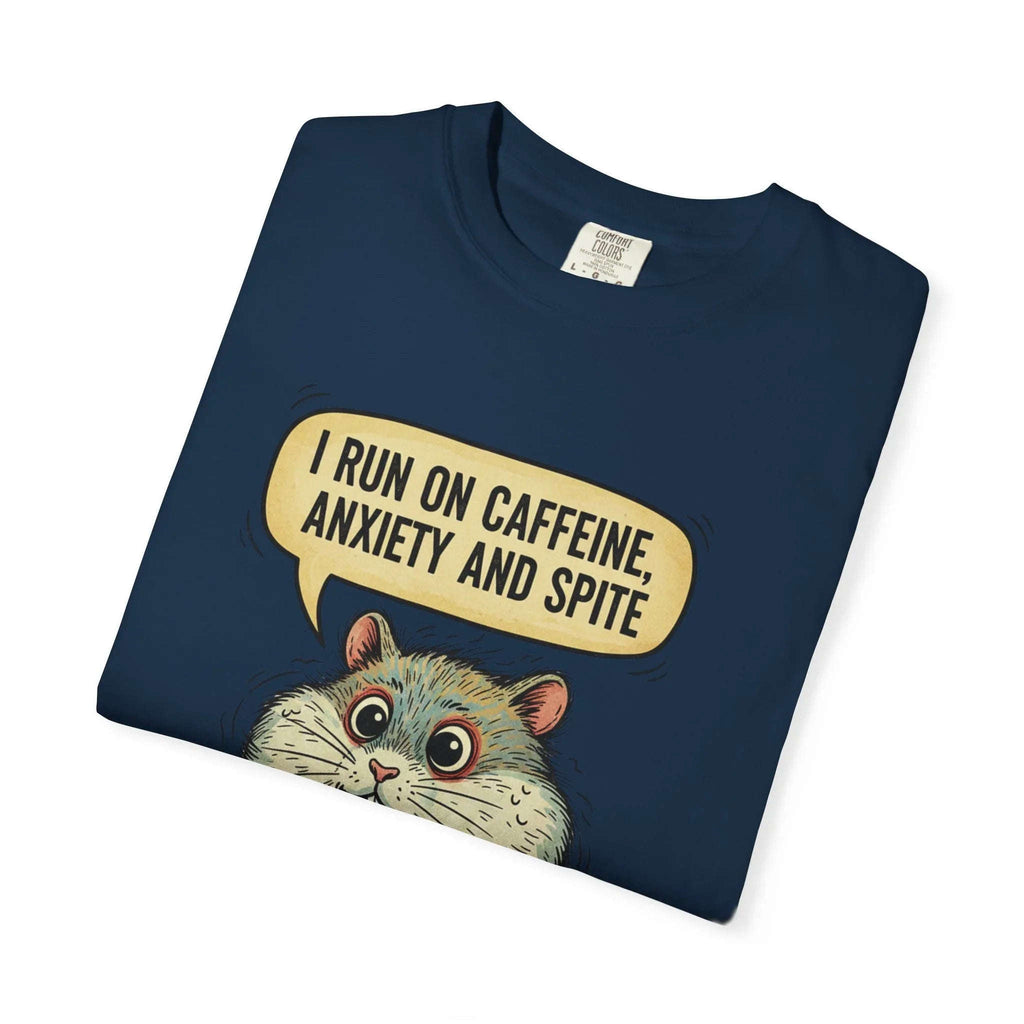 Funny Hamster Coffee Shirt - "Overthinking is My Cardio" T-Shirt - Caffeine Anxiety and Spite Gift - Sarcastic Mental Health Graphic Tee - Retro Jittery Hamster Overthinker Gift