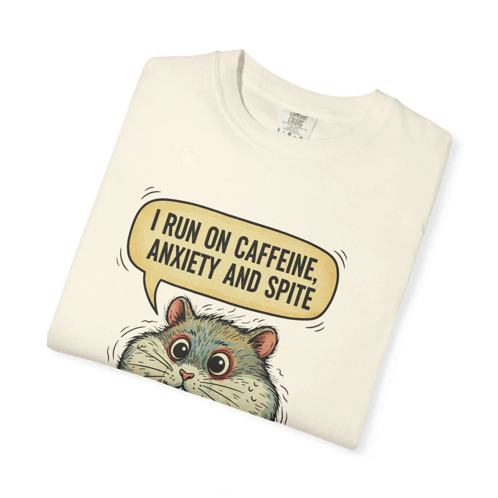Funny Hamster Coffee Shirt - "Overthinking is My Cardio" T-Shirt - Caffeine Anxiety and Spite Gift - Sarcastic Mental Health Graphic Tee - Retro Jittery Hamster Overthinker Gift