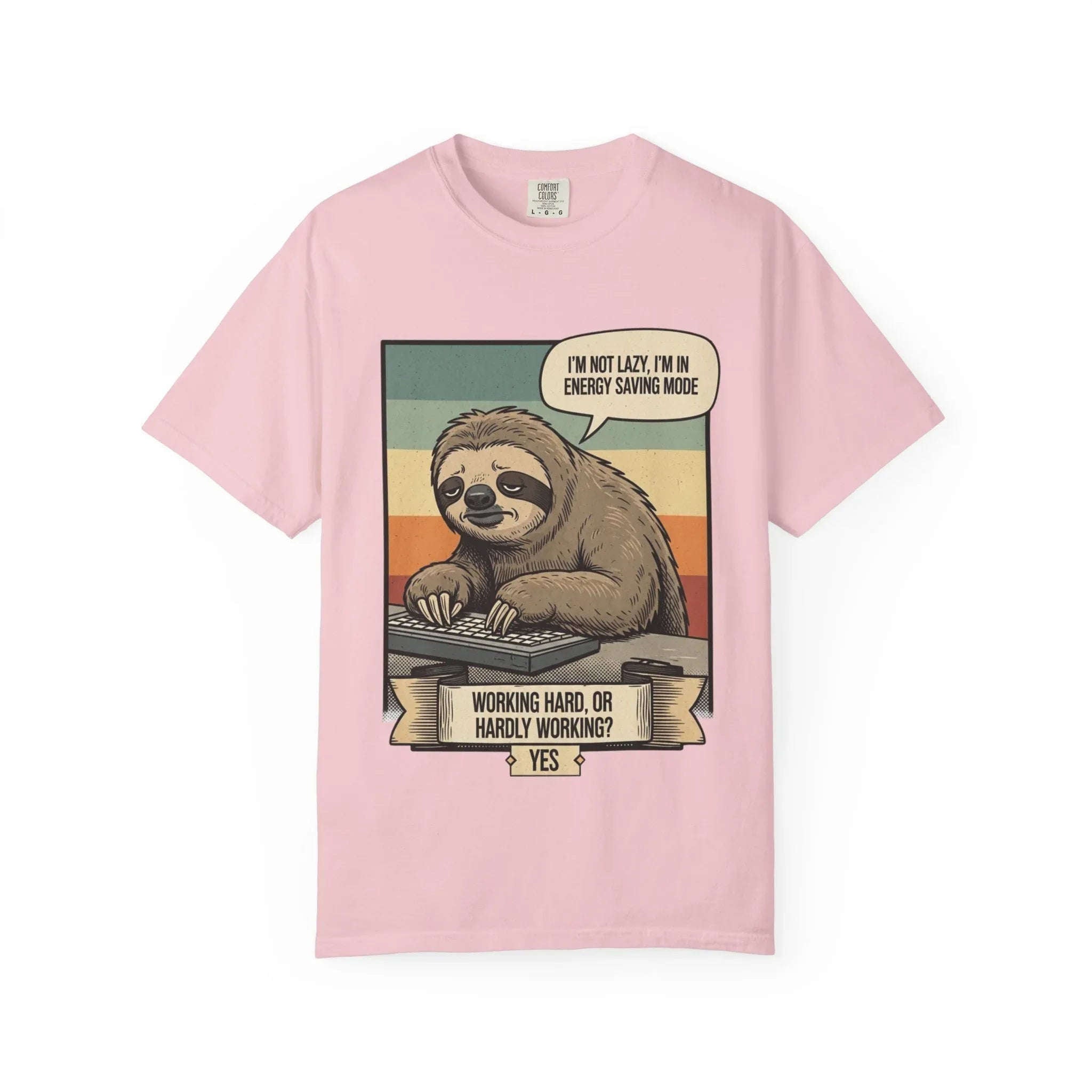 Funny Sloth Shirt - "I'm In Energy Saving Mode" T-Shirt - Office Humor Gift for Coworker - Lazy Animal Tee - Work From Home Graphic Tee - Retro Style Sloth Top Blossom
