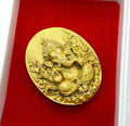 Ganesha Amulet Coin - Wat Kaew Jam Fah, Sirimongkhon 82 Edition | 3K Bronze Plated Charm พื้นเหรียญทองซาติน