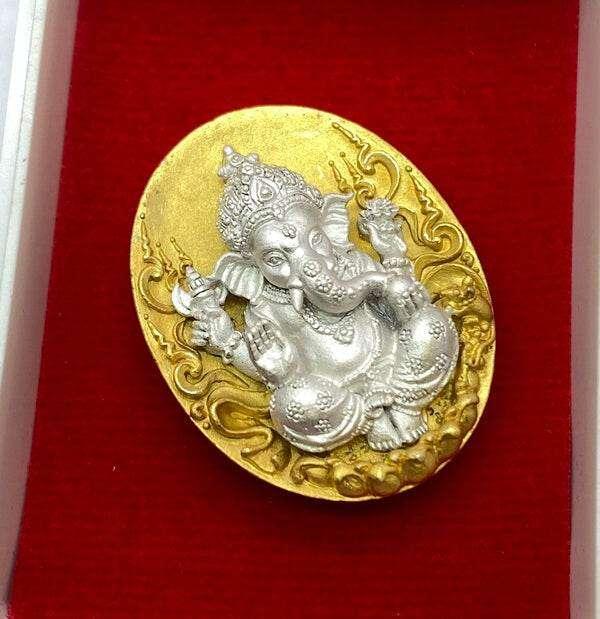 Ganesha Amulet Coin - Wat Kaew Jam Fah, Sirimongkhon 82 Edition | 3K Bronze Plated Charm 3kพื้นเหรียญทองซาติน