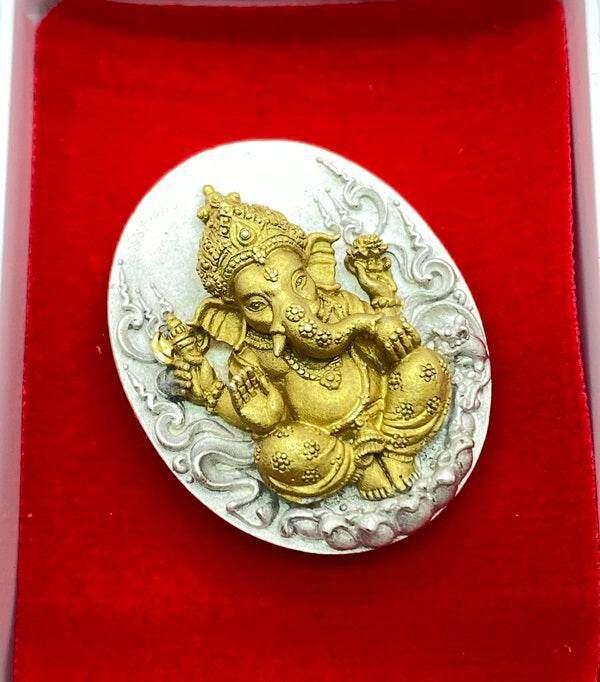 Ganesha Amulet Coin - Wat Kaew Jam Fah, Sirimongkhon 82 Edition | 3K Bronze Plated Charm 3kพื้นเหรียญ ง.ซาติน