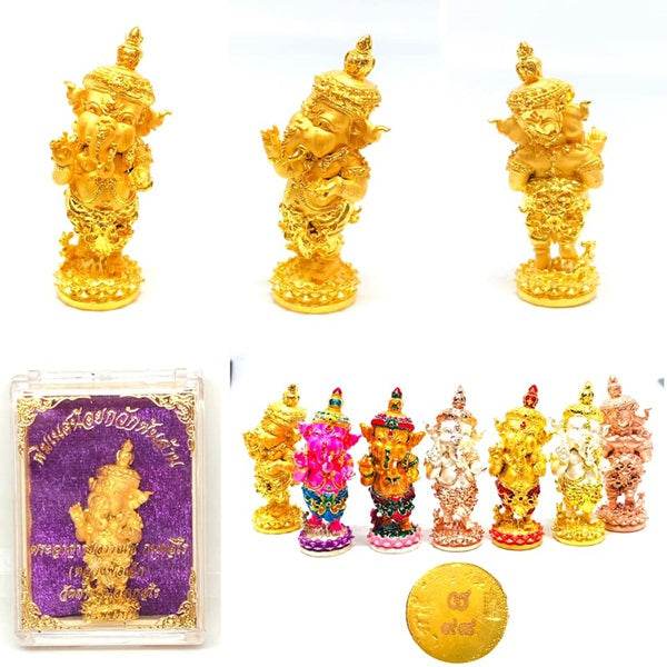 Ganesha Amulet for Wealth Premium Thai Charm ร้านค้าของฉัน Pink gold plated bronze 2k pink-silver plating Gold plated bronze 2k pink-silver plating-Gold plated bronze-Pink gold plated bronze-Yellow enamel bronze-Gold plated red pants-Samrit 2k Pink-Gold-