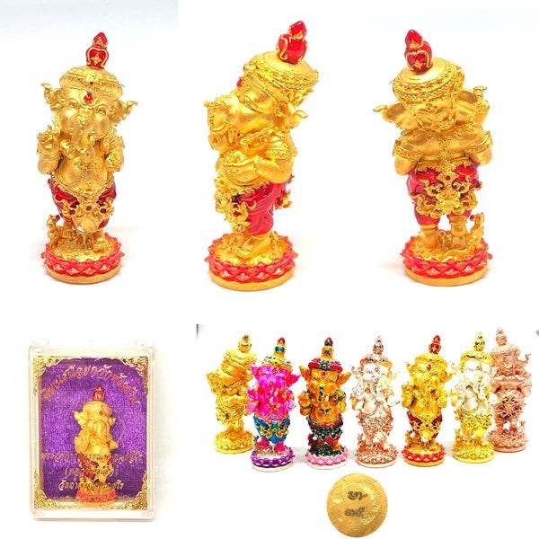 Ganesha Amulet for Wealth Premium Thai Charm ร้านค้าของฉัน Pink gold plated bronze 2k pink-silver plating Gold plated bronze 2k pink-silver plating-Gold plated bronze-Pink gold plated bronze-Yellow enamel bronze-Gold plated red pants-Samrit 2k Pink-Gold-