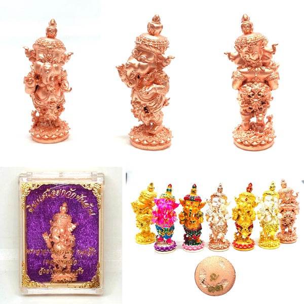 Ganesha Amulet for Wealth Premium Thai Charm ร้านค้าของฉัน Pink gold plated bronze 2k pink-silver plating Gold plated bronze 2k pink-silver plating-Gold plated bronze-Pink gold plated bronze-Yellow enamel bronze-Gold plated red pants-Samrit 2k Pink-Gold-