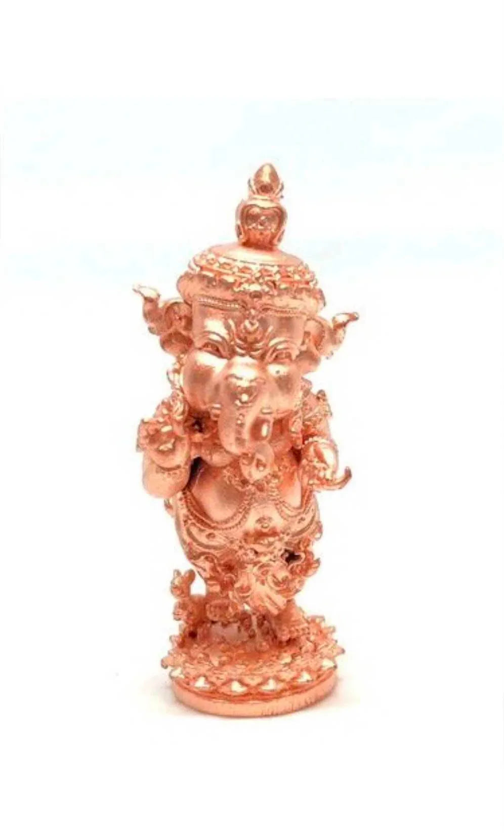 Ganesha Amulet for Wealth - Premium Thai Charm for Prosperity Pink gold plated bronze