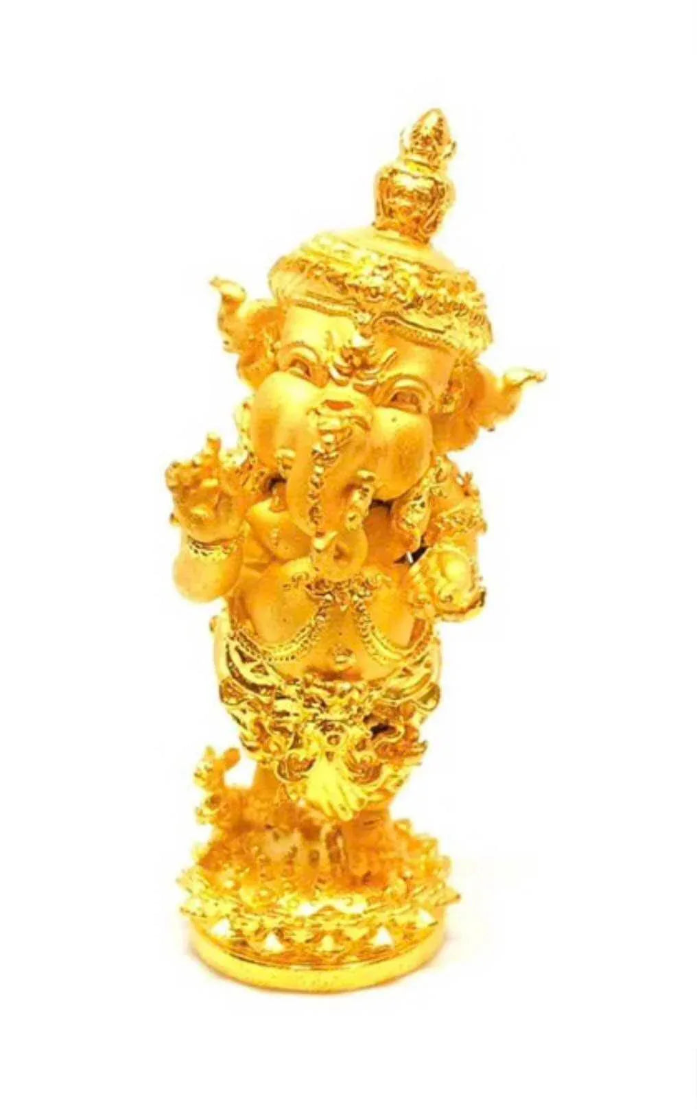 Ganesha Amulet for Wealth - Premium Thai Charm for Prosperity Gold plated bronze