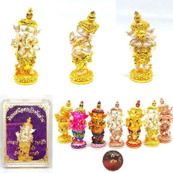 Ganesha Amulet for Wealth Premium Thai Charm ร้านค้าของฉัน Pink gold plated bronze 2k pink-silver plating Gold plated bronze 2k pink-silver plating-Gold plated bronze-Pink gold plated bronze-Yellow enamel bronze-Gold plated red pants-Samrit 2k Pink-Gold-