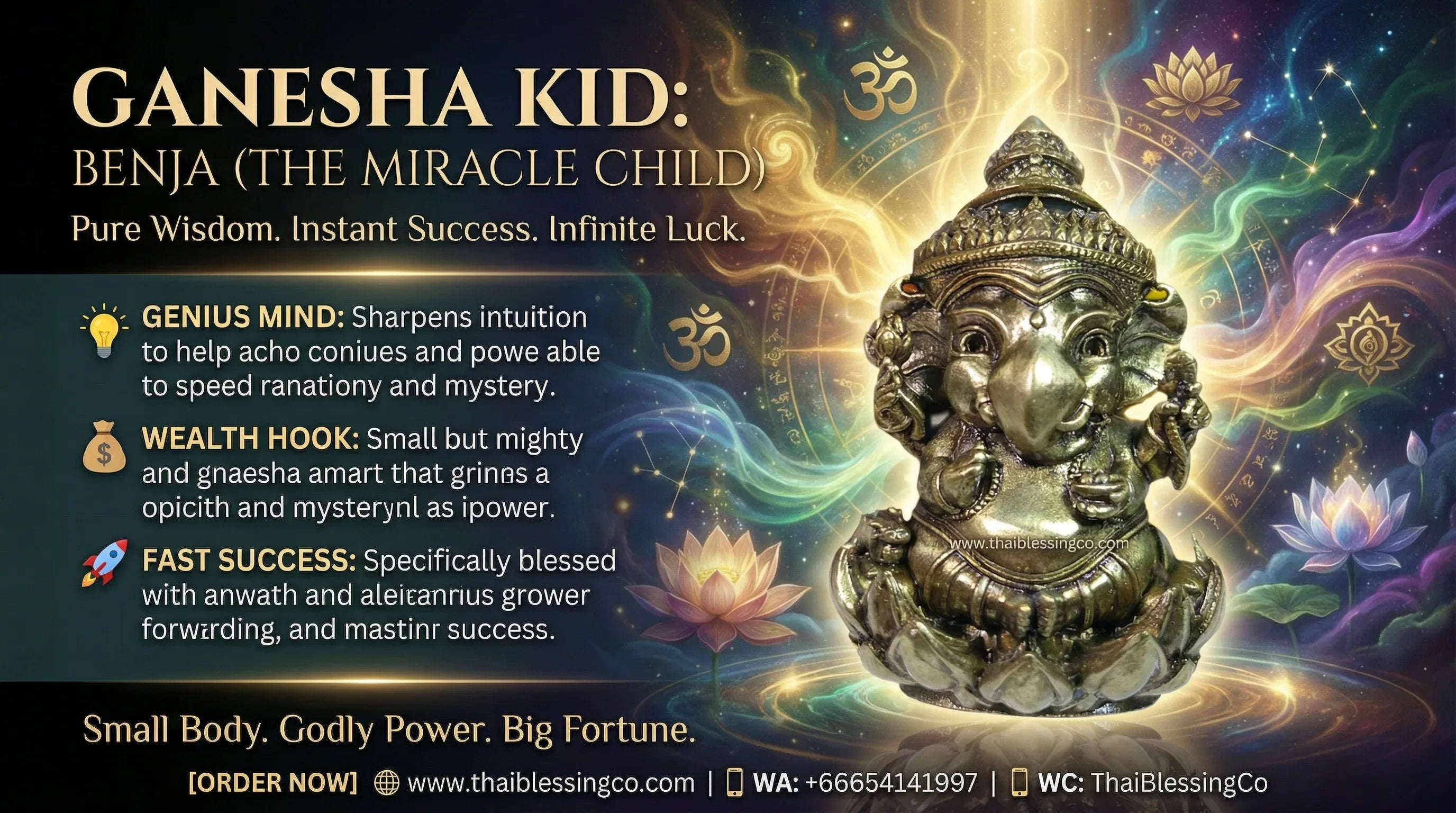🐘 GANESHA KID: BENJA (THE MIRACLE CHILD) ✨ Awaken the Spirit of Joy and Success: Experience the Sacred Charm of the AstraGanesha Benja Masterpiece