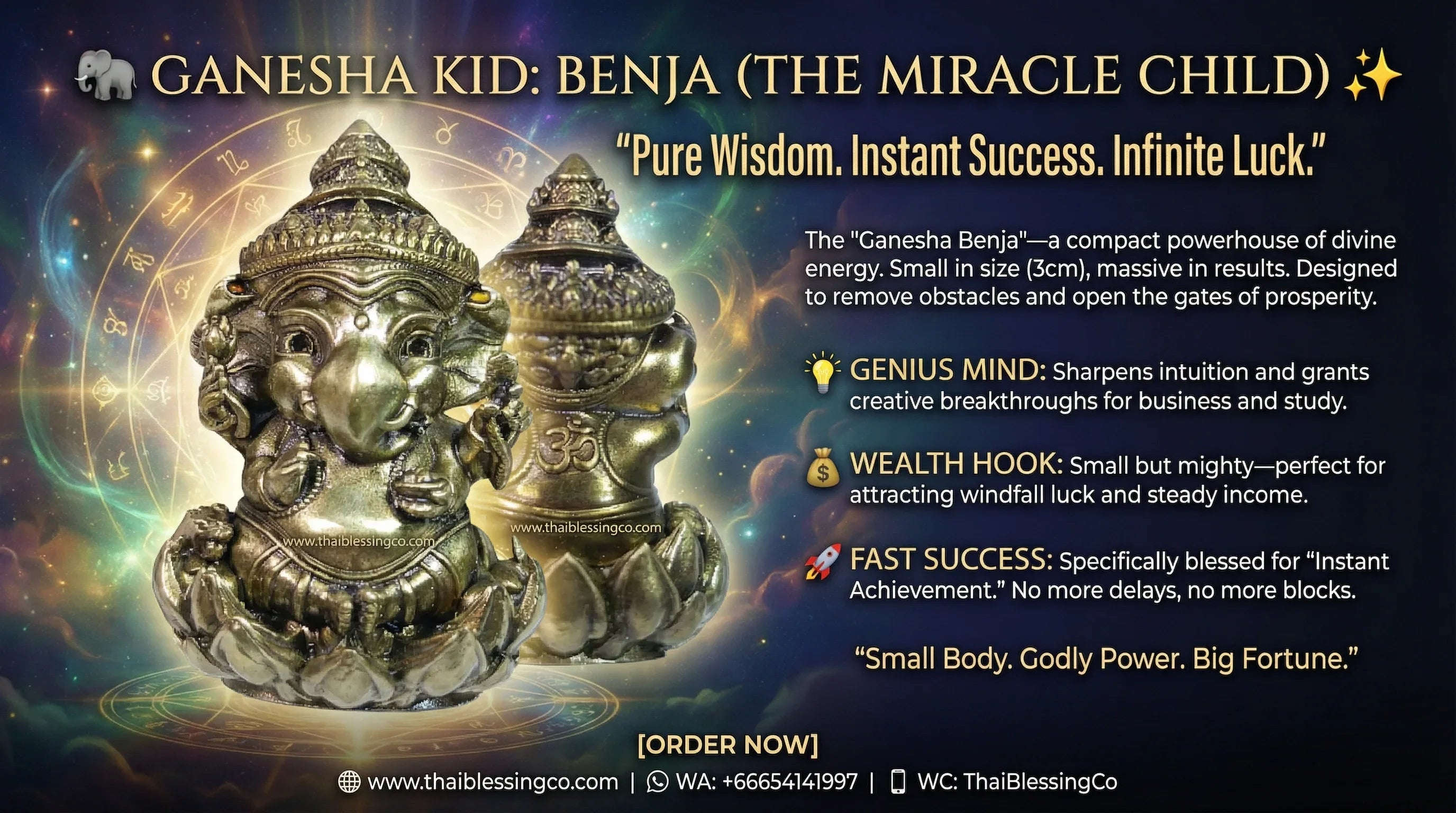 🐘 GANESHA KID: BENJA (THE MIRACLE CHILD) ✨ Awaken the Spirit of Joy and Success: Experience the Sacred Charm of the AstraGanesha Benja Masterpiece
