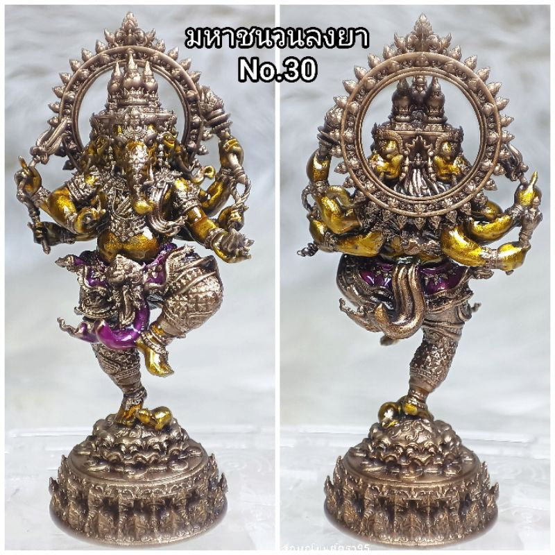 Intricate bronze Ganesha success fulfillment amulet statue by Thai Blessing Co showing front and back details