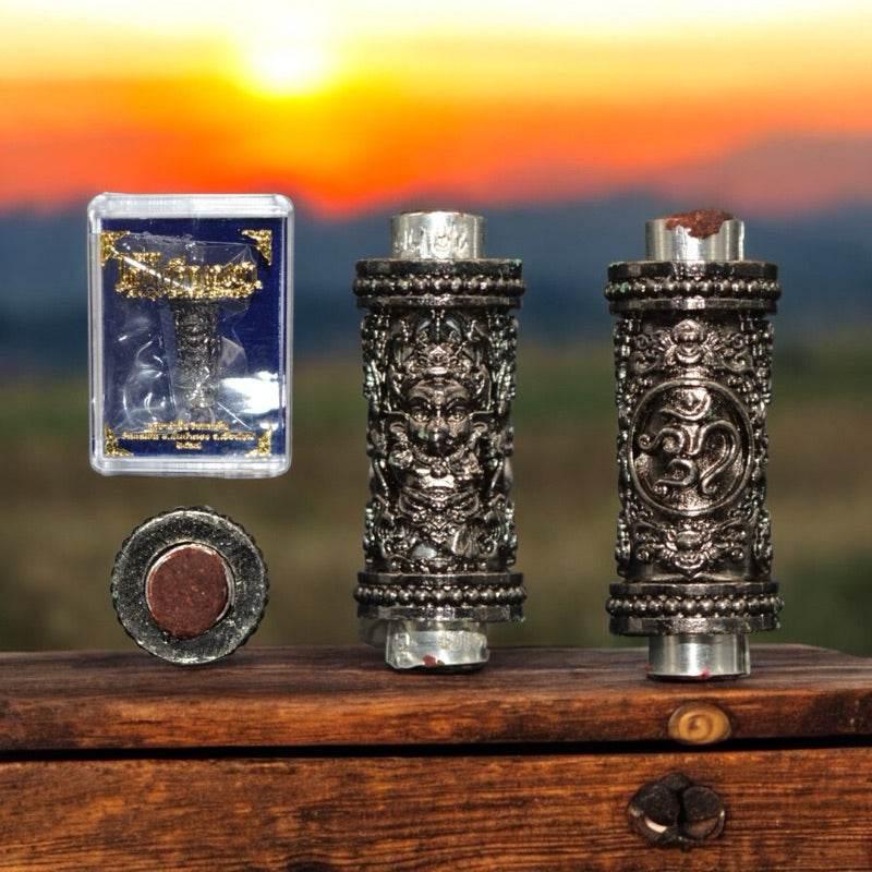 Ganesha Takrut Amulet Thailand Blessed Edition for Success and Obstacle Removal Black Rhodium Plating