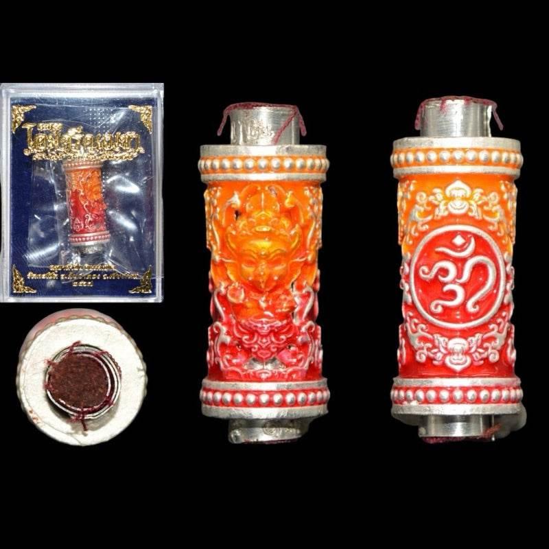 Ganesha Takrut Amulet Thailand Blessed Edition for Success and Obstacle Removal Silver plated with enamel