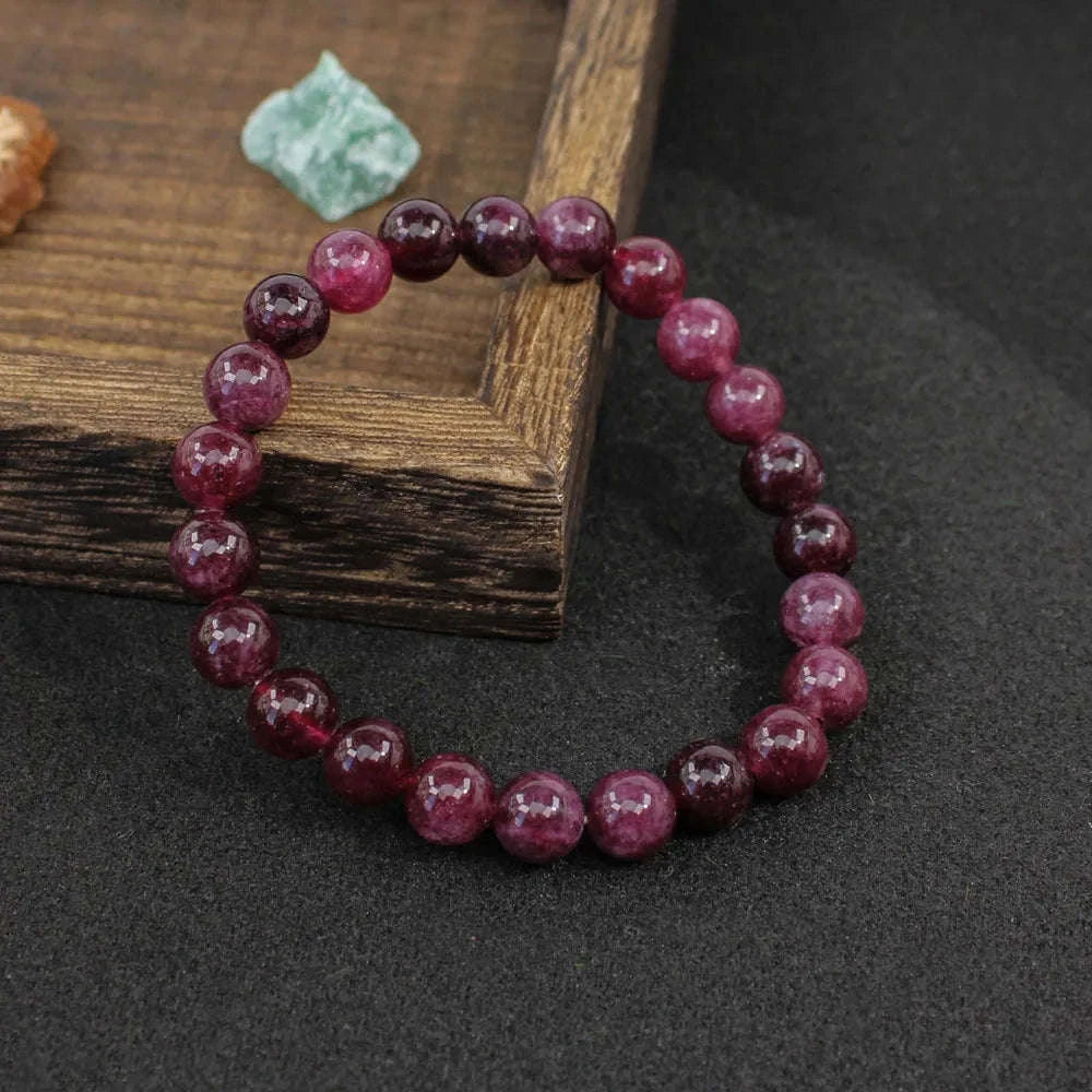 ✨ Garnet Stone Beaded Bracelet for Women – 8mm Natural Stone Jewelry – Elegant and Energizing