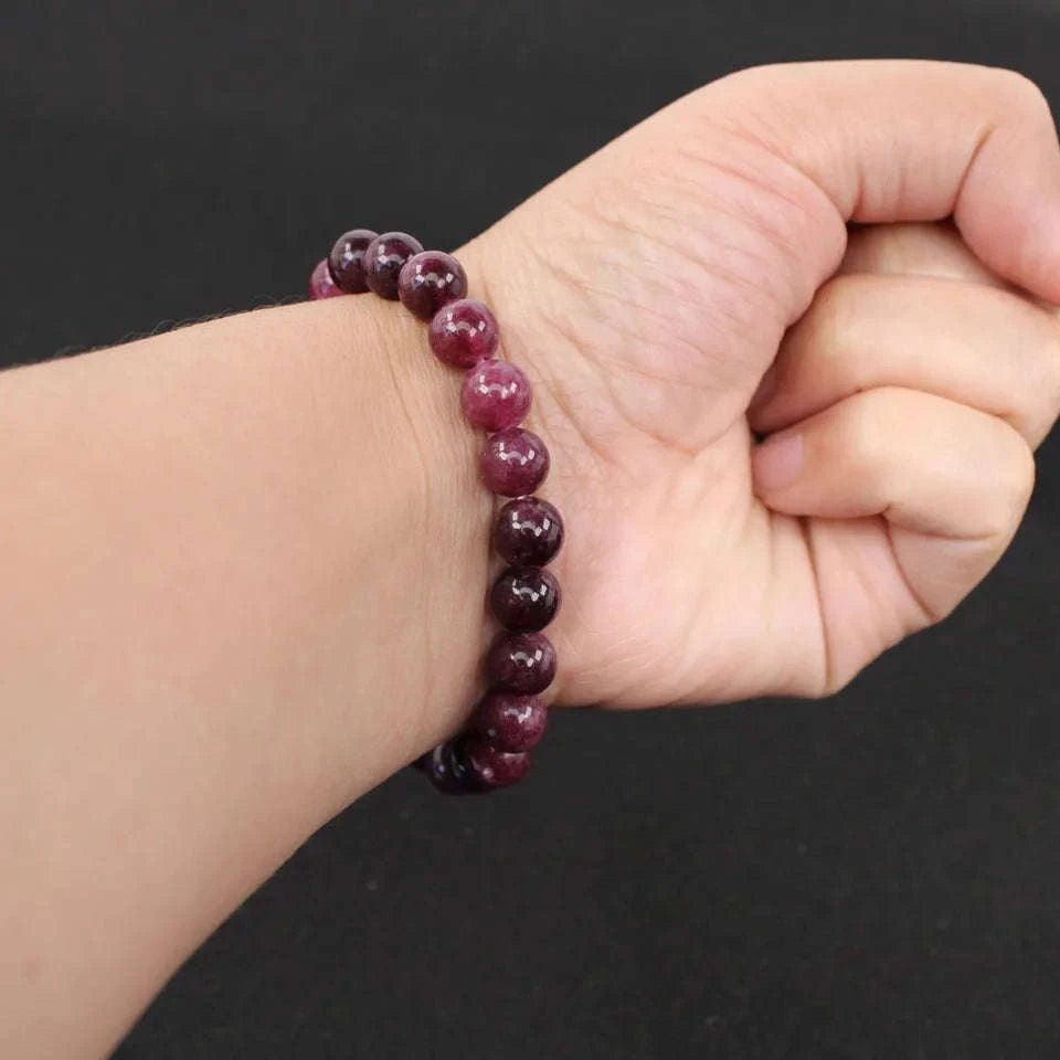 ✨ Garnet Stone Beaded Bracelet for Women – 8mm Natural Stone Jewelry – Elegant and Energizing