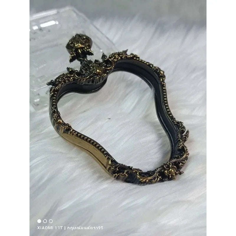 Garuda Amulet for Power - Maha Amnat II Authentic Thai Talisman for Prestige & Protection Satin bronze frame กว้าง4.2*สูง4.2ซม.