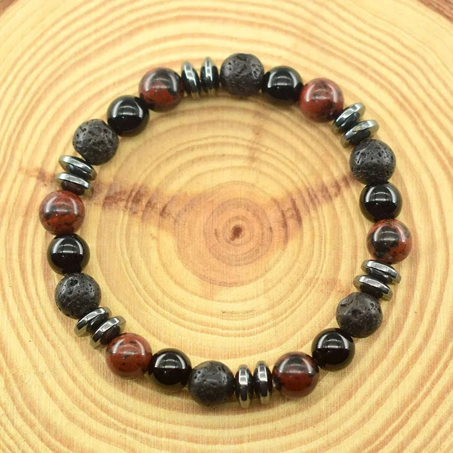 ✨ Genuine Natural Gold Swan Stone Bead Bracelet – Classic Volcanic Obsidian Design, Promoting Harmony & Prosperous Relationships for Men & Women