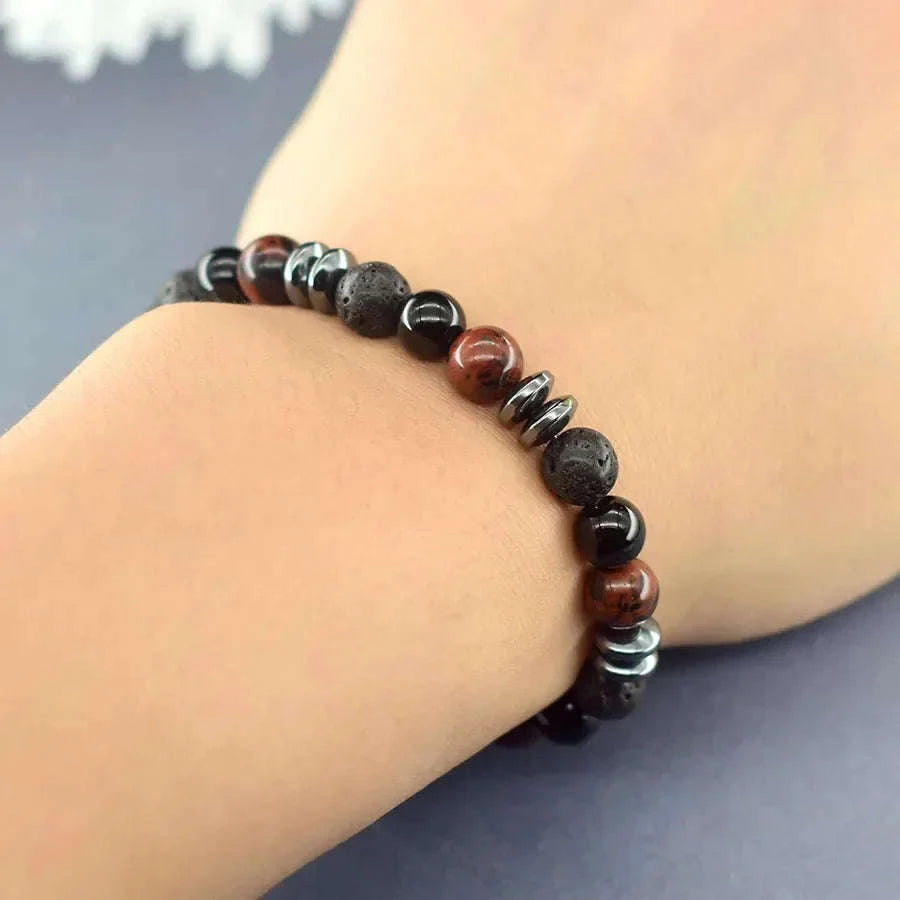 ✨ Genuine Natural Gold Swan Stone Bead Bracelet – Classic Volcanic Obsidian Design, Promoting Harmony & Prosperous Relationships for Men & Women