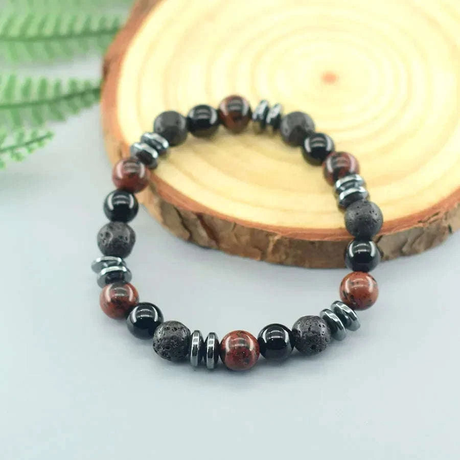 ✨ Genuine Natural Gold Swan Stone Bead Bracelet – Classic Volcanic Obsidian Design, Promoting Harmony & Prosperous Relationships for Men & Women