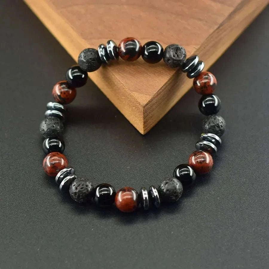 ✨ Genuine Natural Gold Swan Stone Bead Bracelet – Classic Volcanic Obsidian Design, Promoting Harmony & Prosperous Relationships for Men & Women