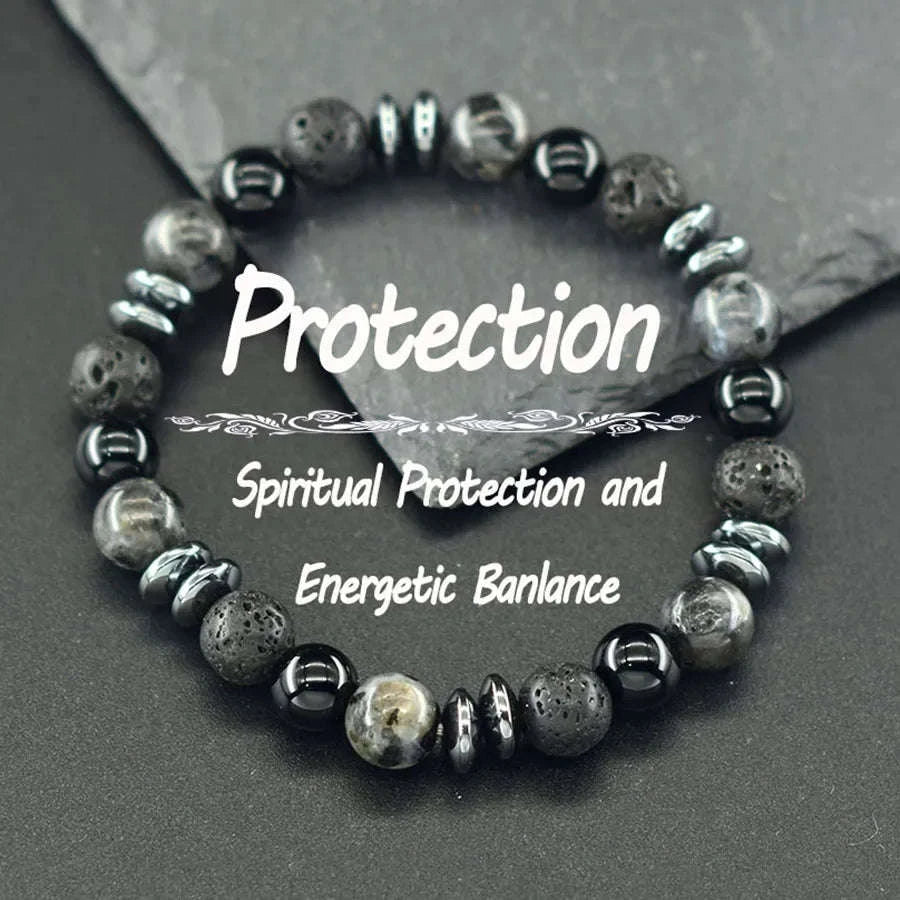 ✨ Genuine Natural Gold Swan Stone Bead Bracelet – Classic Volcanic Obsidian Design, Promoting Harmony & Prosperous Relationships for Men & Women 2 Labradorite 8 mm Beads