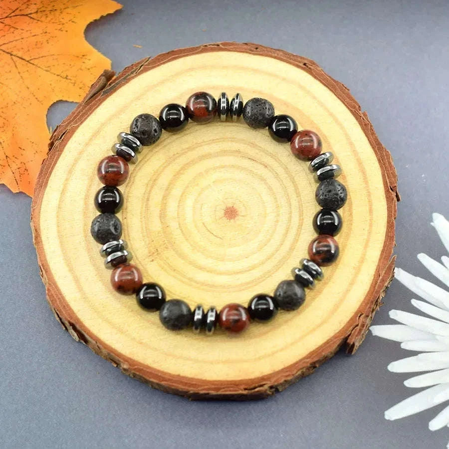 ✨ Genuine Natural Gold Swan Stone Bead Bracelet – Classic Volcanic Obsidian Design, Promoting Harmony & Prosperous Relationships for Men & Women