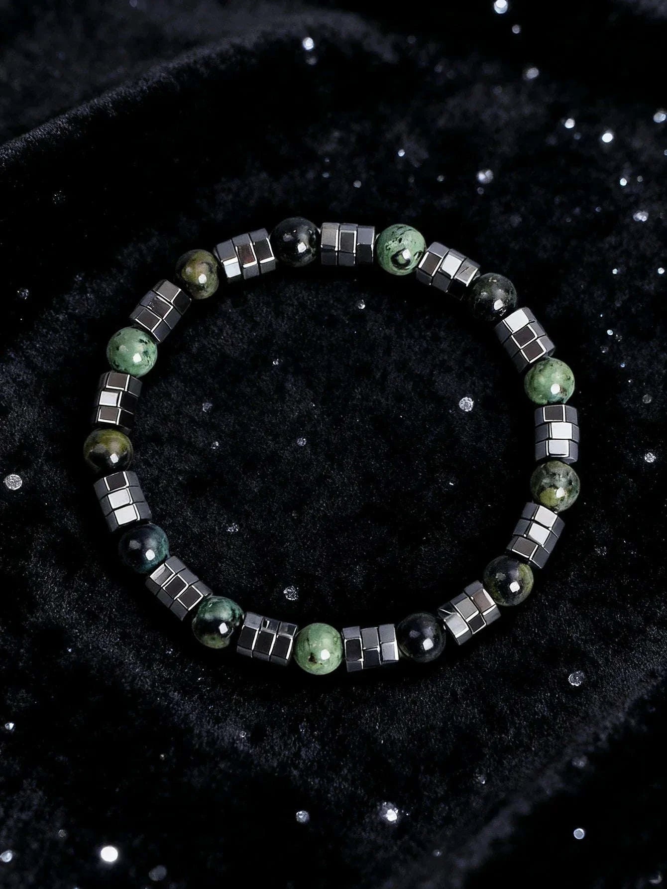 ✨ Geometric Irregular Hematite & Polar Jade Beads Bracelet – Natural Stone Jewelry for Strength, Confidence & Vigour – New Stylish Balance Accessory 10
