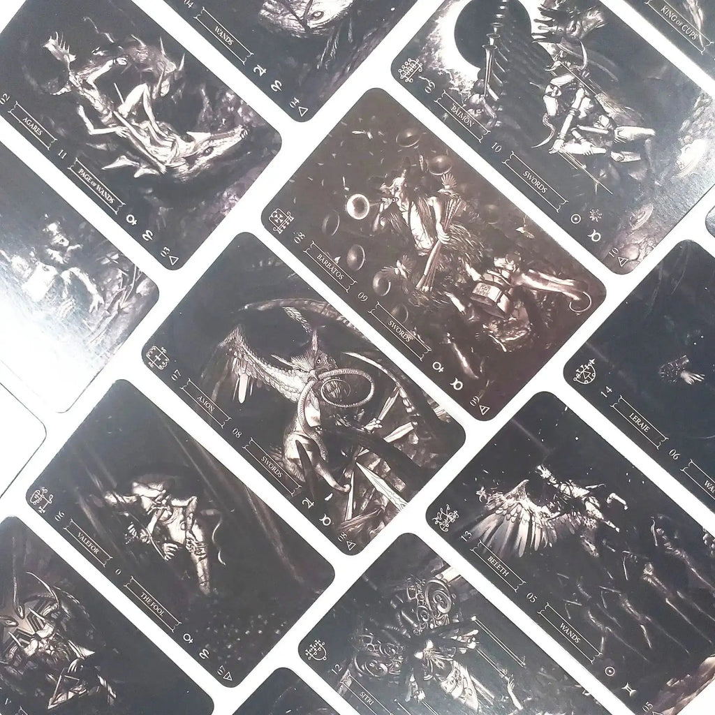 🌑Goetia Tarot in Darkness – Mysterious 78-Card Deck Featuring Lesser Key of Solomon Demons with Modern Psychological Interpretation