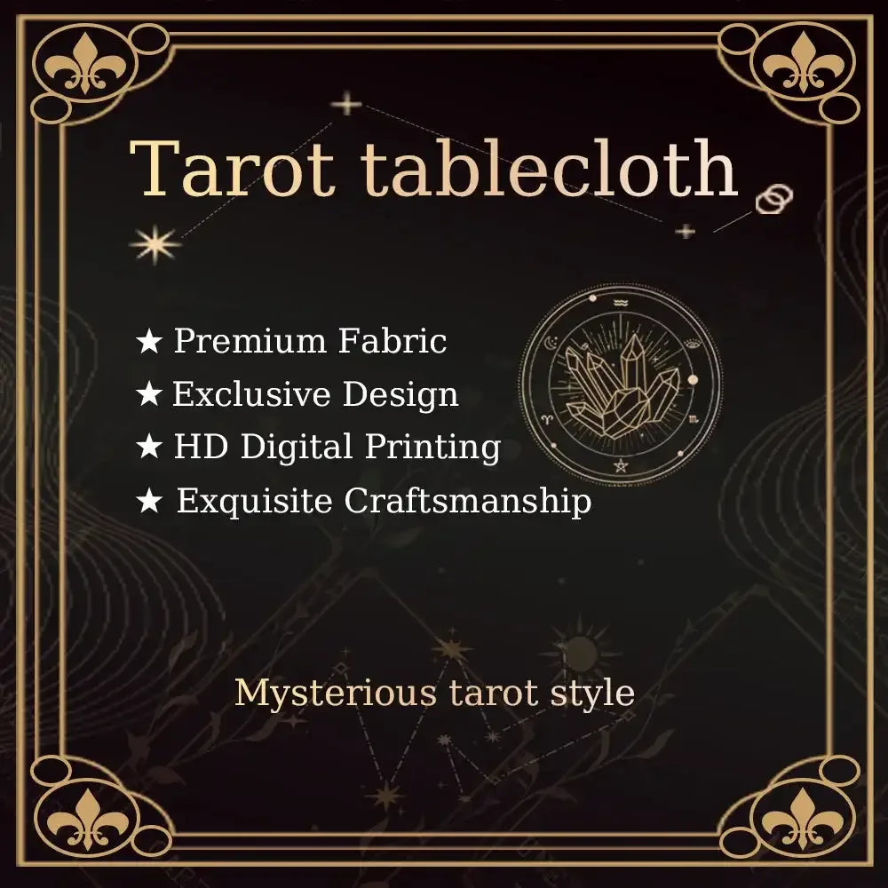 🧿Golden Celtic Cross Tarot Table Cloth – Sacred Moon & Starry Sky Altar Cloth with Vibrant Floral Designs for Divine Tarot Readings