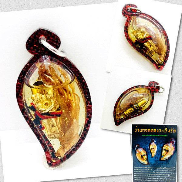 Golden Flower Root Kruba Baeng 2024 Amulet with Protective Features for Spiritual Empowerment