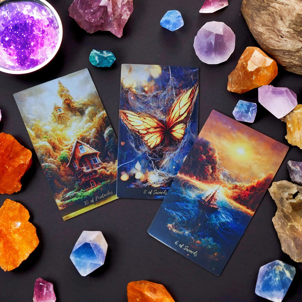 Golden Journey Divination Tarot – Stunning 78-Card Pocket Tarot Deck with Rich Artwork and Comprehensive Guidebook