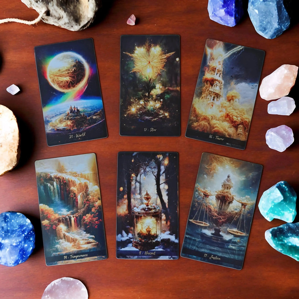 Golden Journey Divination Tarot – Stunning 78-Card Pocket Tarot Deck with Rich Artwork and Comprehensive Guidebook