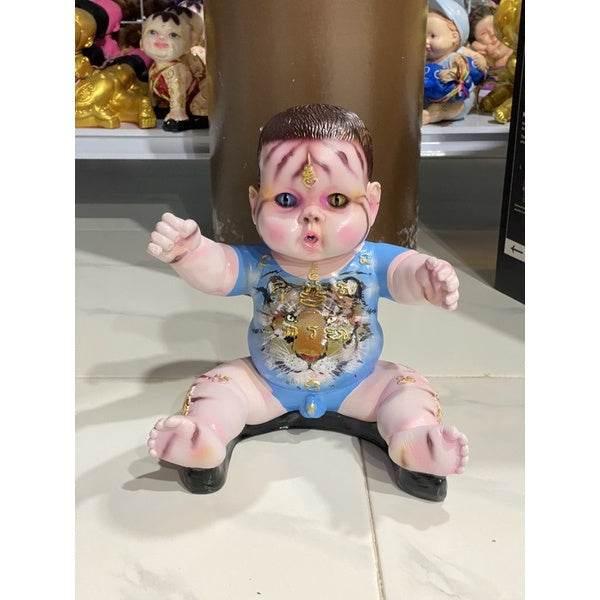 Golden Kumara Amulet Figurine for Abundant Wealth and Prosperity ฟ้า M
