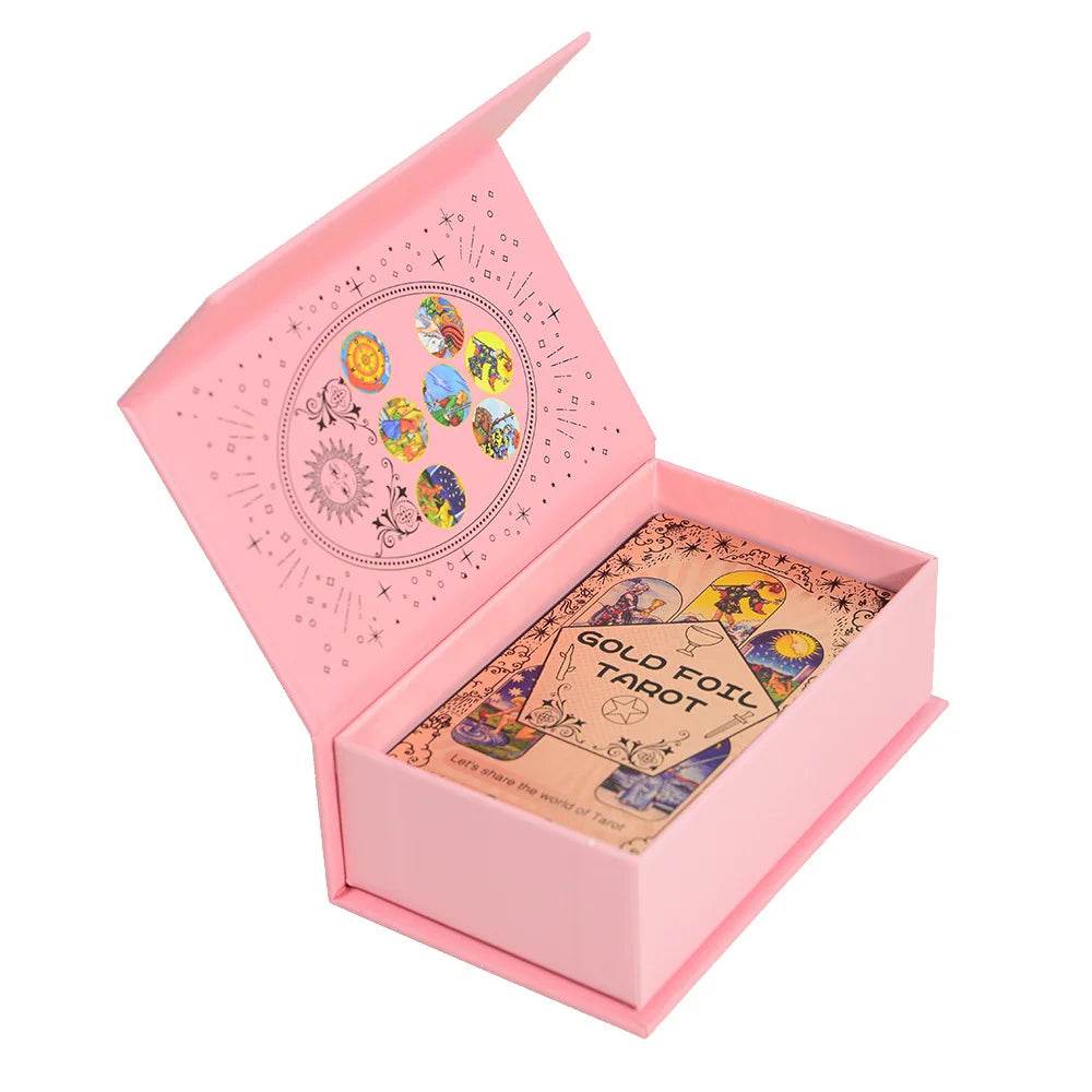 Classic Rose Gold Thai Blessing Tarot Deck - 78 Waterproof & Durable Tarot Cards with Guidebook