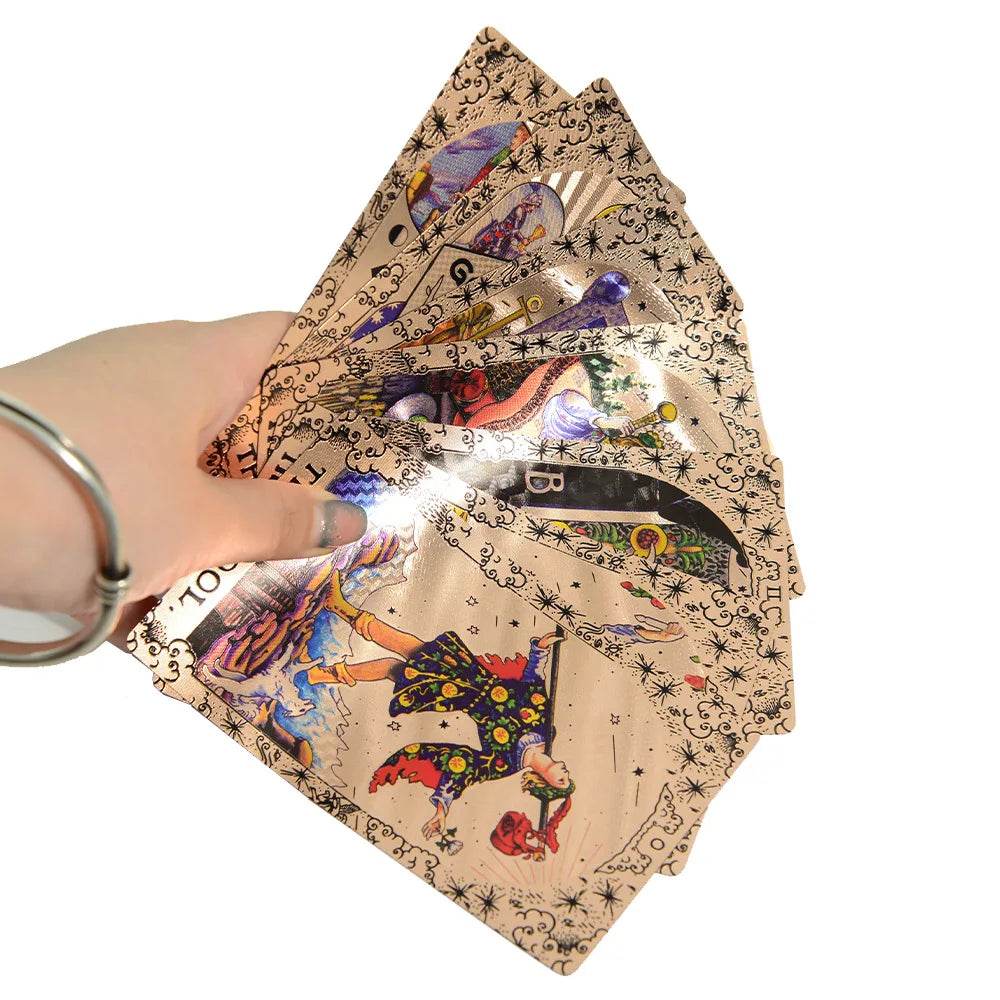 Classic Rose Gold Thai Blessing Tarot Deck - 78 Waterproof & Durable Tarot Cards with Guidebook