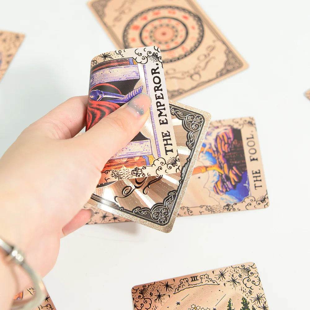 Classic Rose Gold Thai Blessing Tarot Deck - 78 Waterproof & Durable Tarot Cards with Guidebook