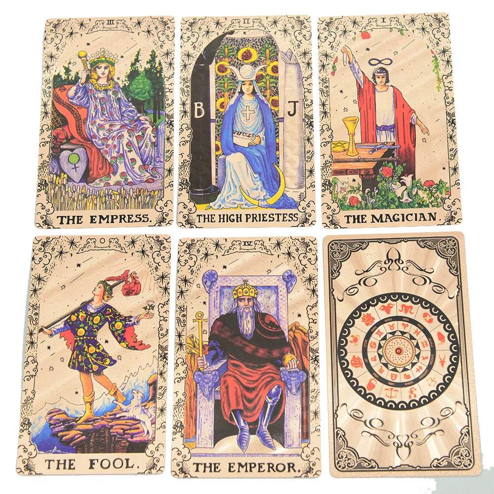 Classic Rose Gold Thai Blessing Tarot Deck - 78 Waterproof & Durable Tarot Cards with Guidebook