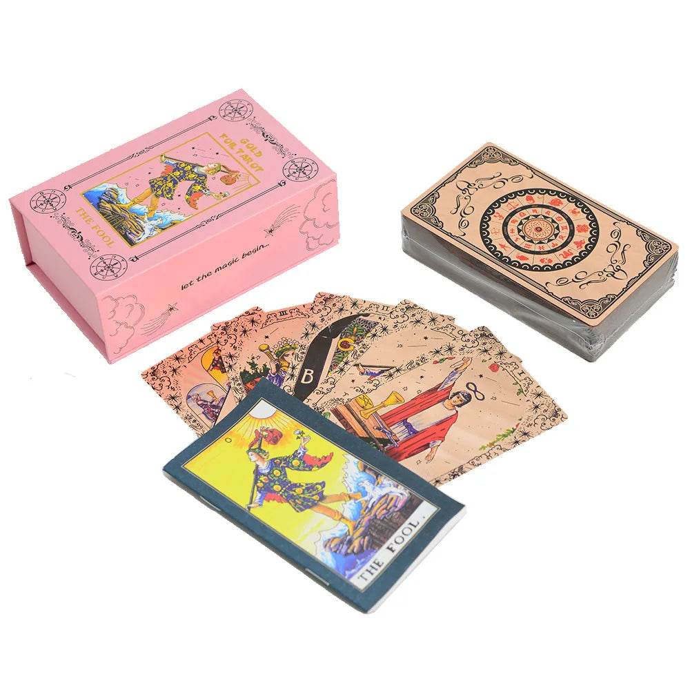 Classic Rose Gold Thai Blessing Tarot Deck - 78 Waterproof & Durable Tarot Cards with Guidebook