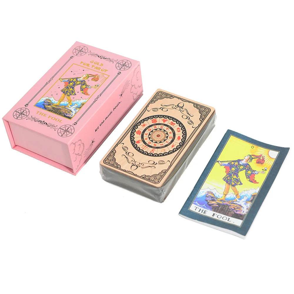 Classic Rose Gold Thai Blessing Tarot Deck - 78 Waterproof & Durable Tarot Cards with Guidebook